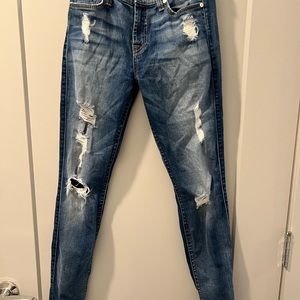 Ripped Skinny Jean, Size 26, 7 For All Mankind